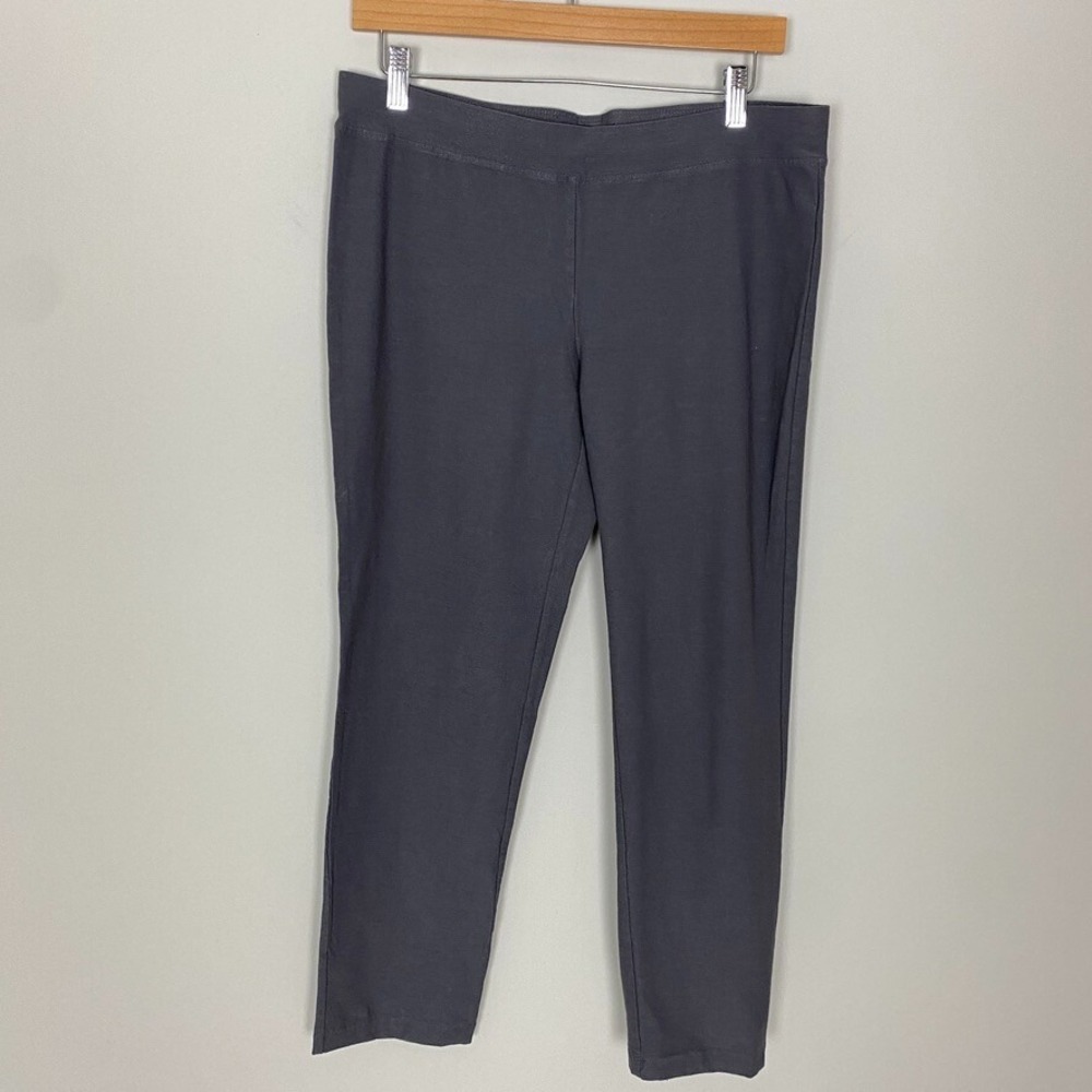 Eileen Fisher Pull On Pants Tapered Trousers Grey Womens Medium Viscose Nylon